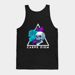 Skull Blue Flower Carpe Diem Tank Top